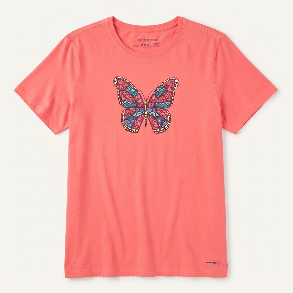 Life Is Good Womens XXXL Boho Artsy Fairycore Butterfly Graphic Crewneck Tee